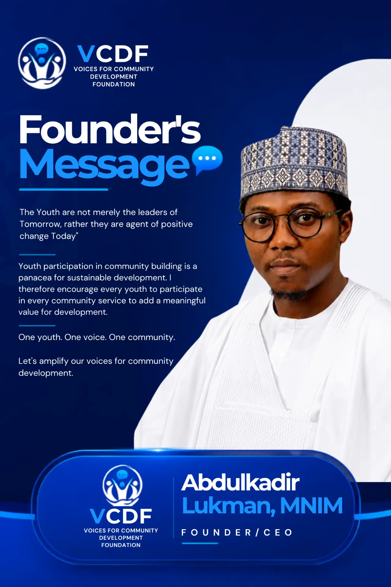 Founder's Message from Abdulkadir Lukman, MNIM